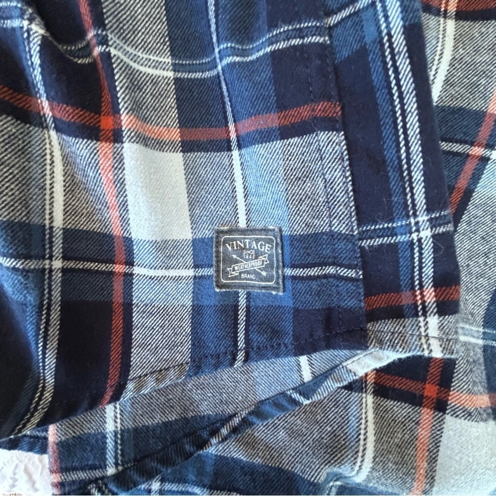 Weatherproof Navy and Gray and orange Plaid Men's Shirt - Picture 5 of 7